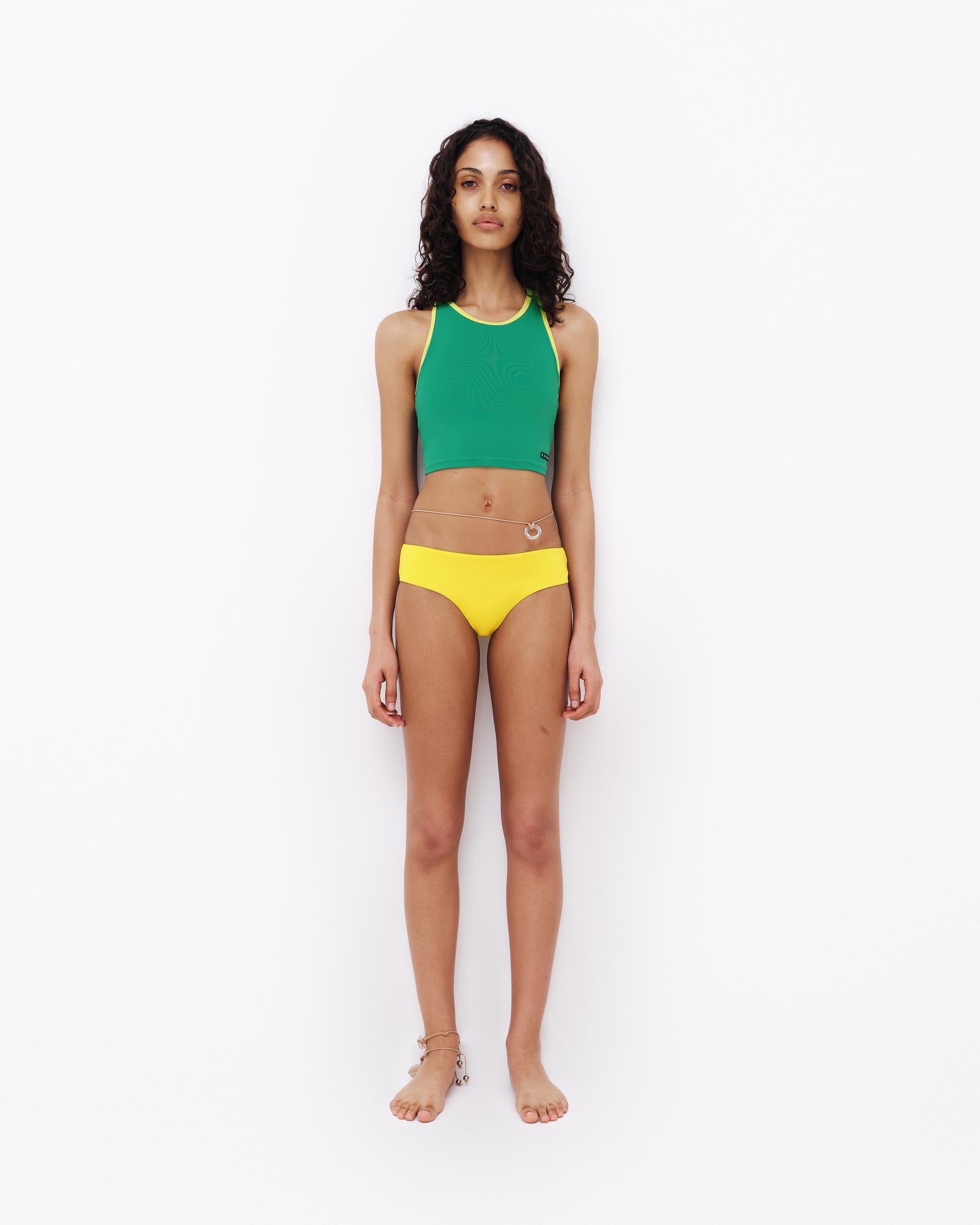 Racer Back Tank with Built in Bra - Iguana / Summer