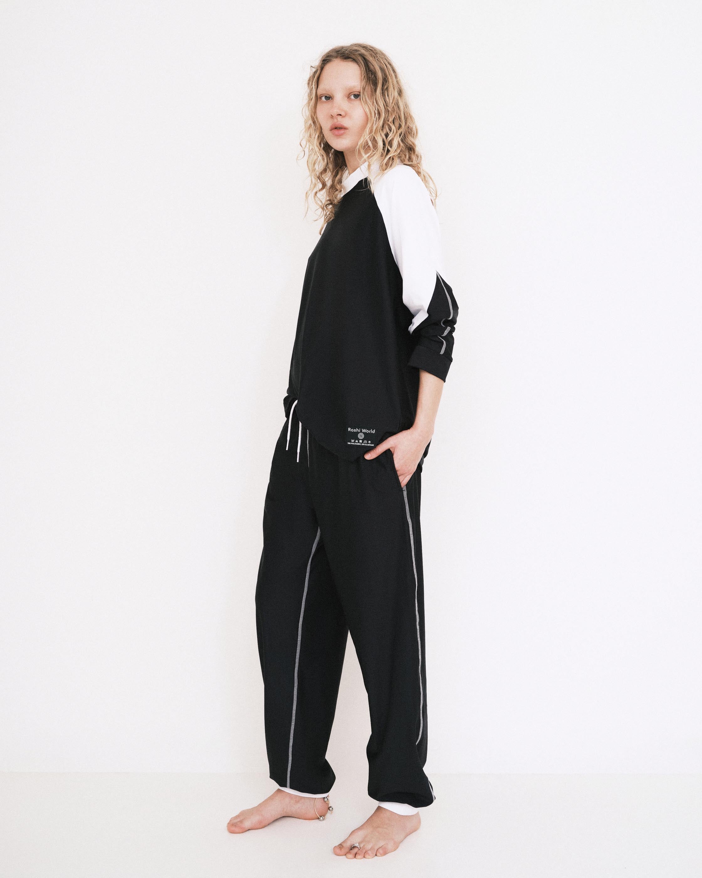 Boyfriend Track Pant - Nero / Bianco