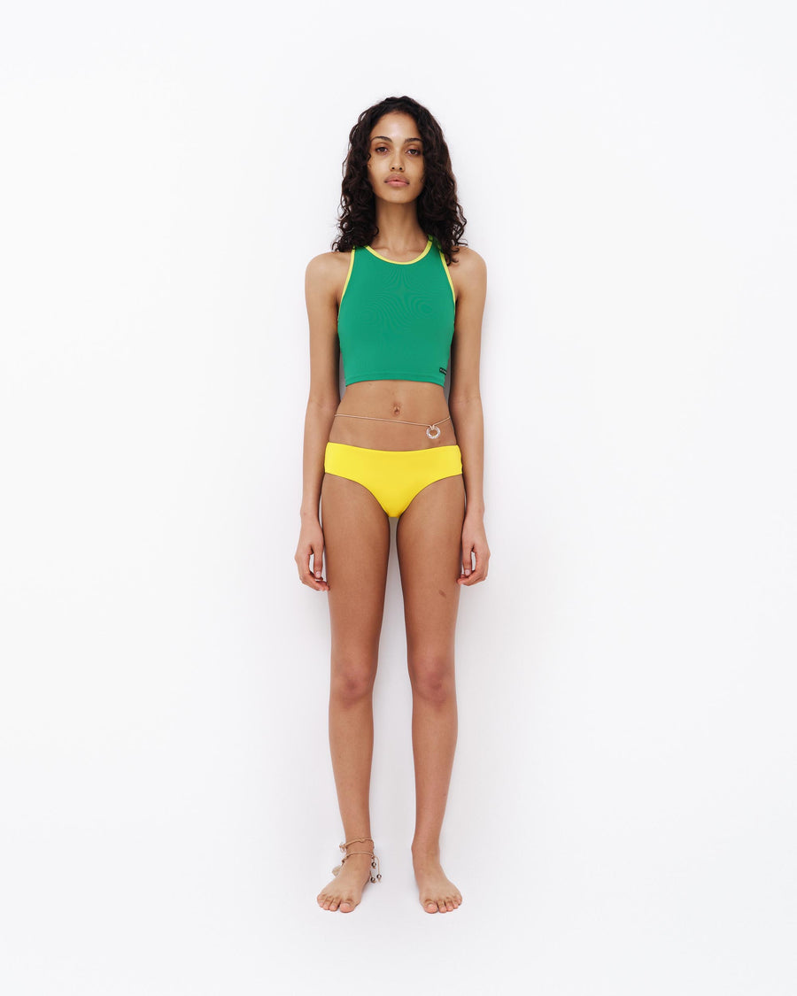 Racer Back Tank with Built in Bra - Iguana / Summer