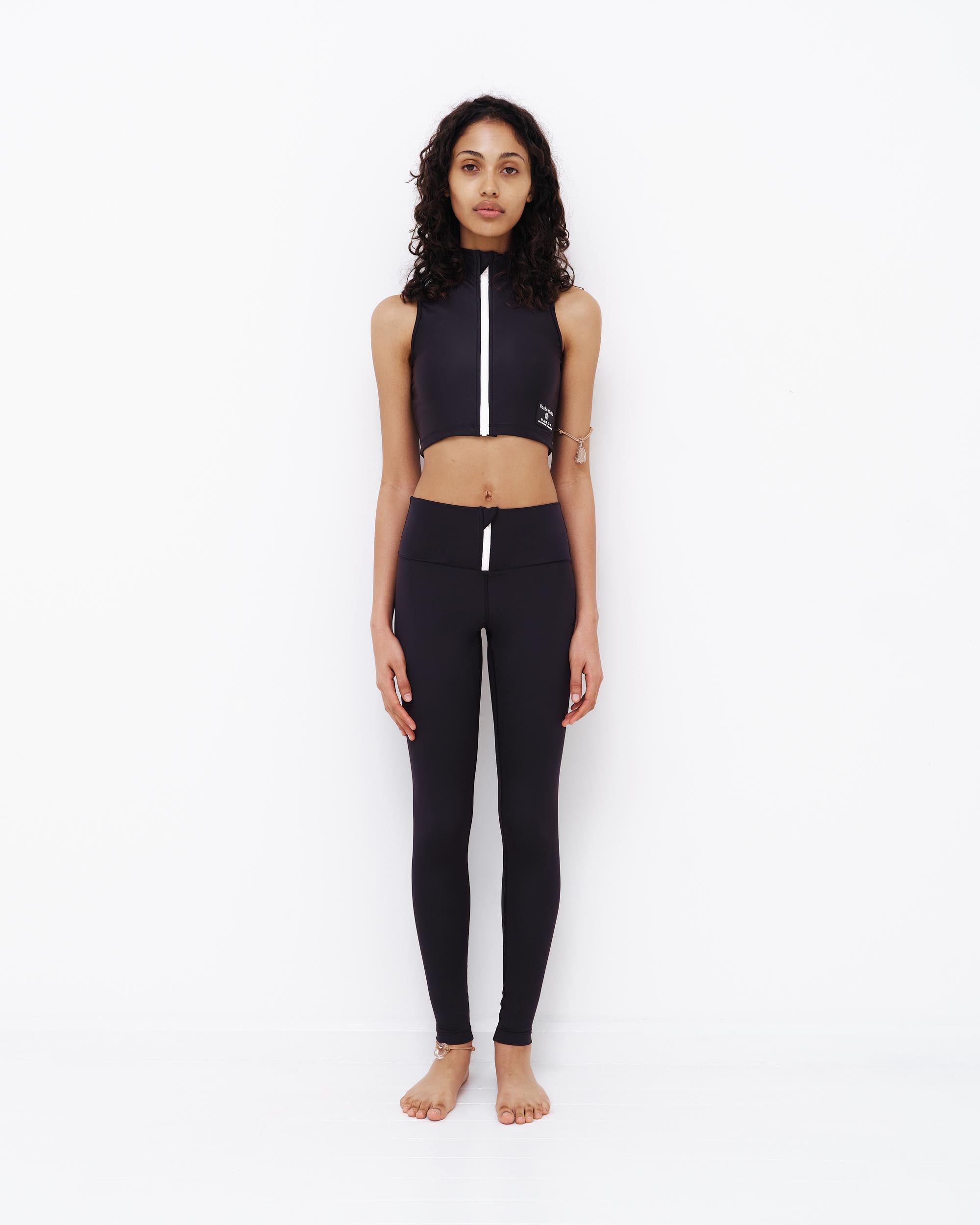 Mock Neck Vest Tank - Nero / Bianco