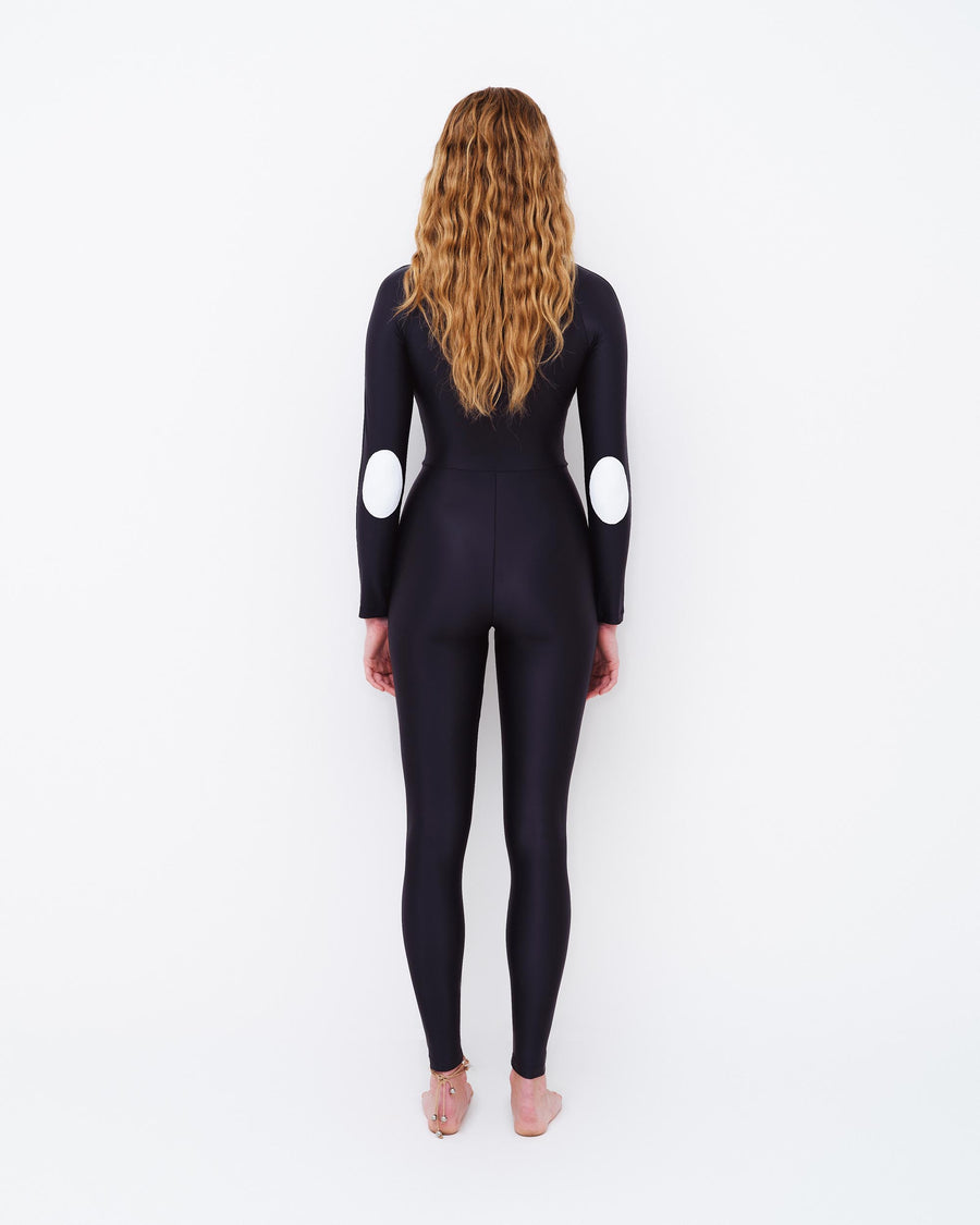 Long Sleeve Unitard - Nero / Bianco